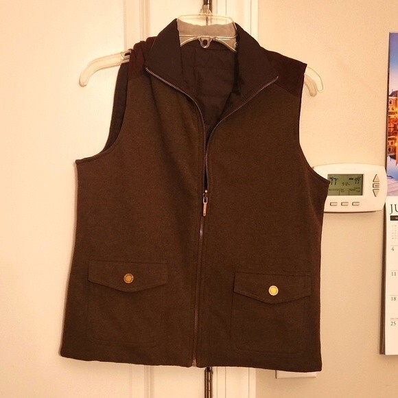 Ralph Lauren Women's Brown Reversible Equestrian Zip Quilted Vest Size S - Picture 1 of 7